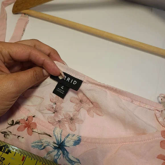 Torrid Mini Challis Cold Shoulder Trapeze Dress Pink Floral Size 4X Viscose - Picture 12 of 15